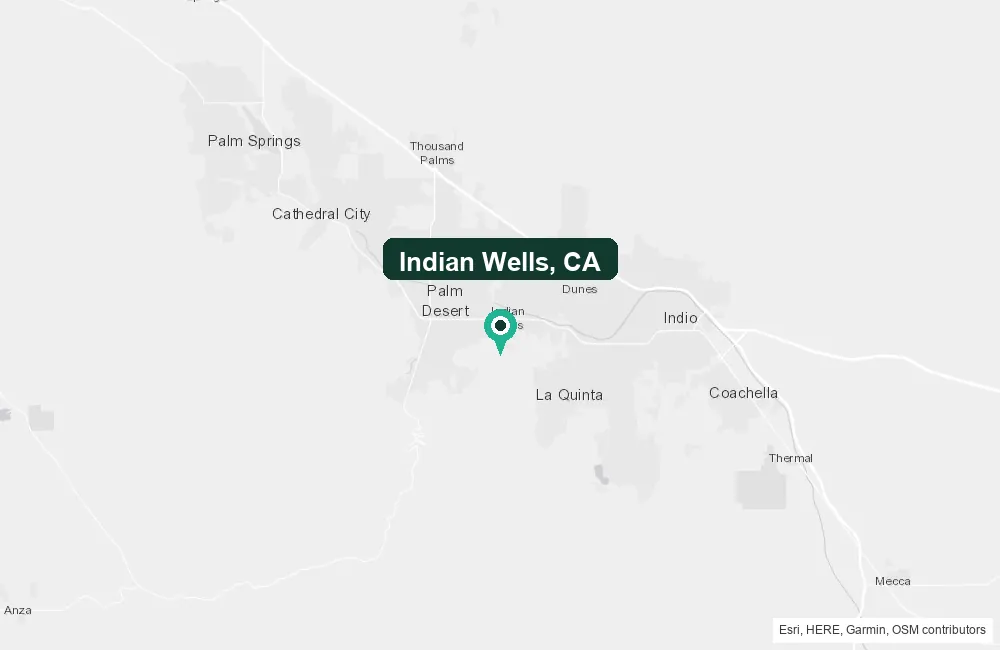 Map of Indian Wells, California and the surrounding Riverside County area service area